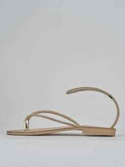 Sandalo tacco 1cm oro pelle