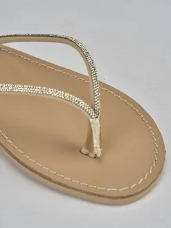 Sandalo tacco 1cm oro pelle