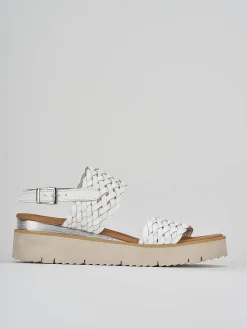 Sandalo zeppa 3 cm bianco pelle