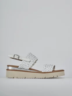 Sandalo zeppa 3 cm bianco pelle