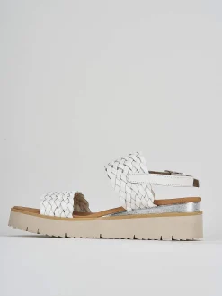 Sandalo zeppa 3 cm bianco pelle