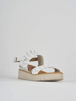 Sandalo zeppa 3 cm bianco pelle