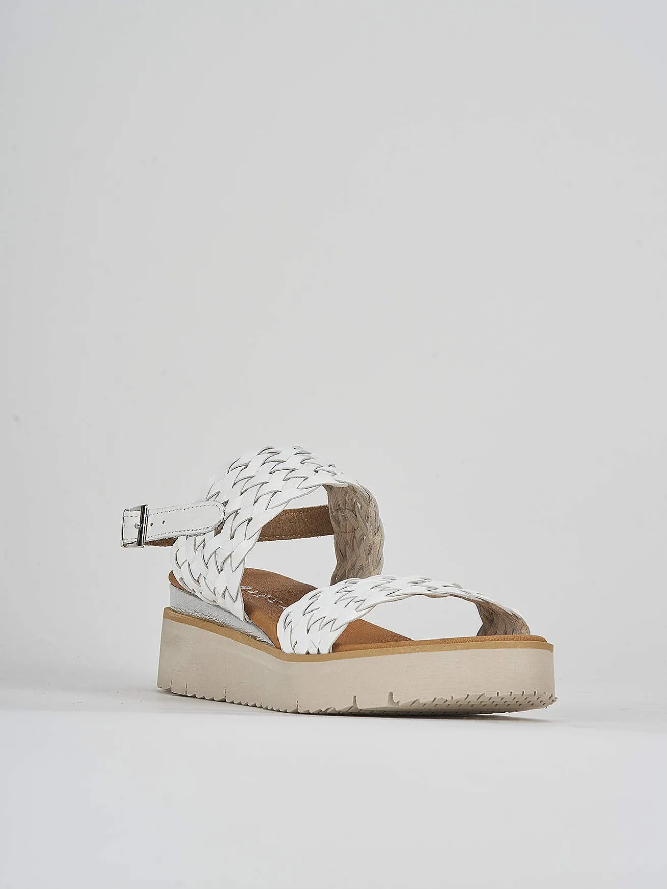 Sandalo zeppa 3 cm bianco pelle