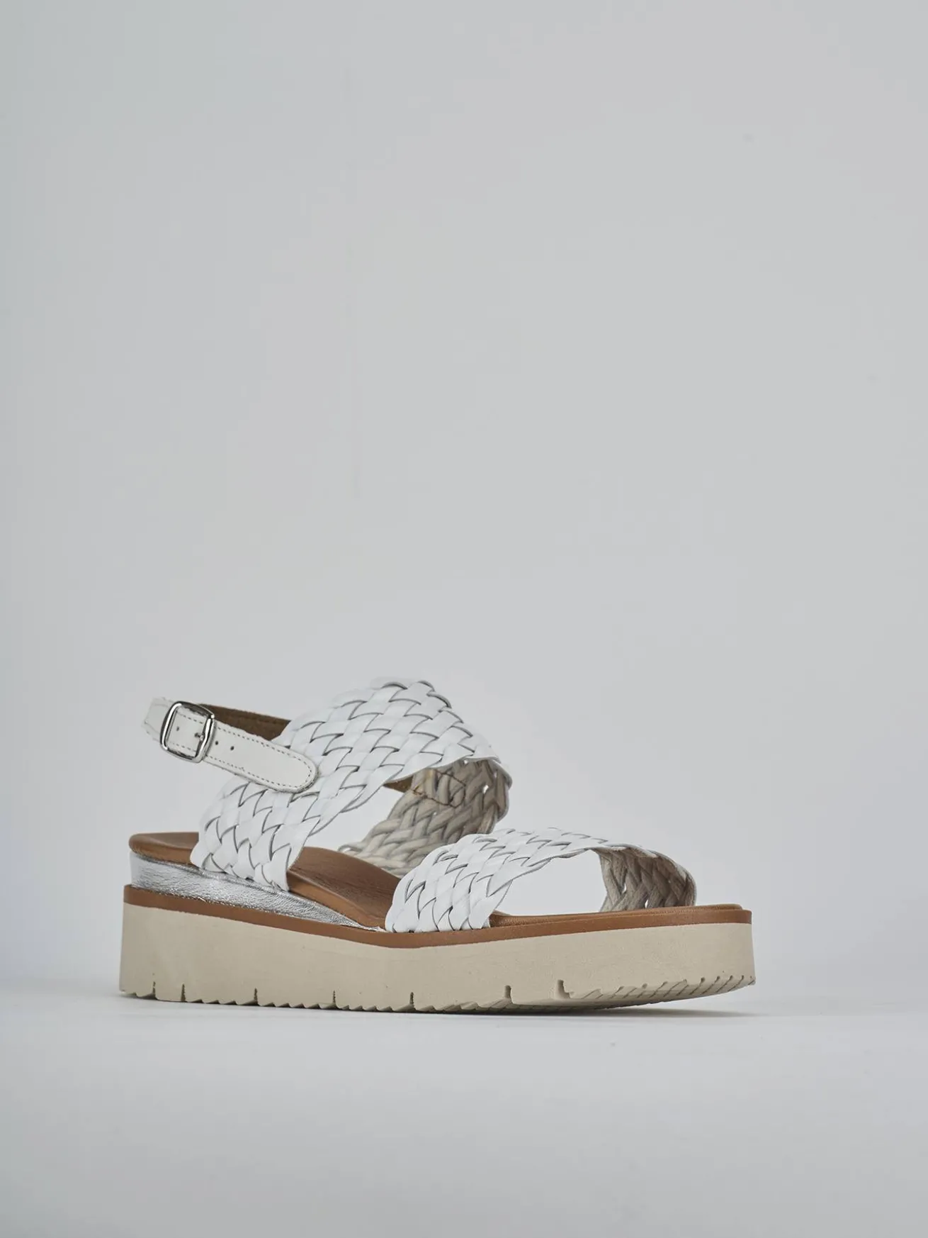 Sandalo zeppa 3 cm bianco pelle