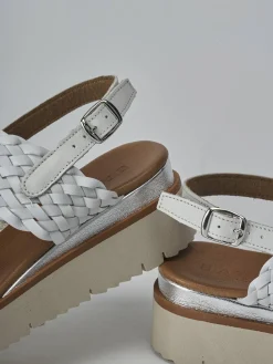 Sandalo zeppa 3 cm bianco pelle