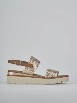 Sandalo zeppa 3 cm bronzo pelle