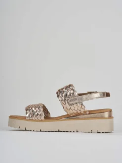 Sandalo zeppa 3 cm bronzo pelle