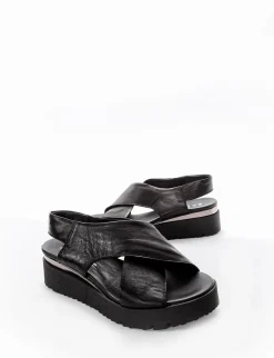 sandalo zeppa 3 cm nero