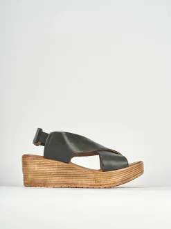 sandalo zeppa 6 cm nero