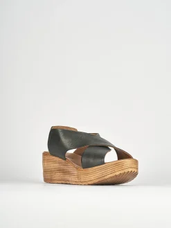 sandalo zeppa 6 cm nero