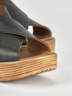 sandalo zeppa 6 cm nero