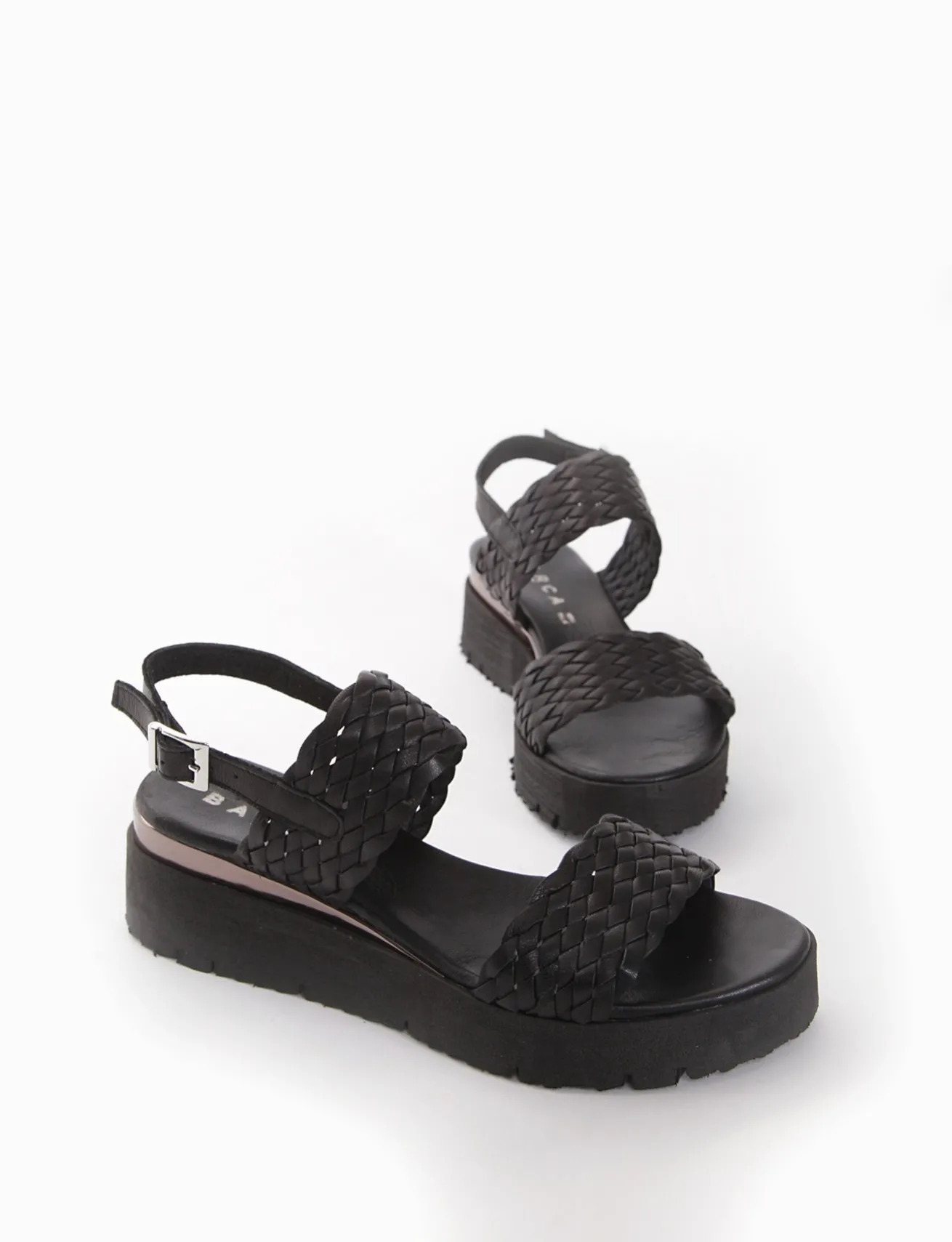 sandalo zeppa 3 cm nero