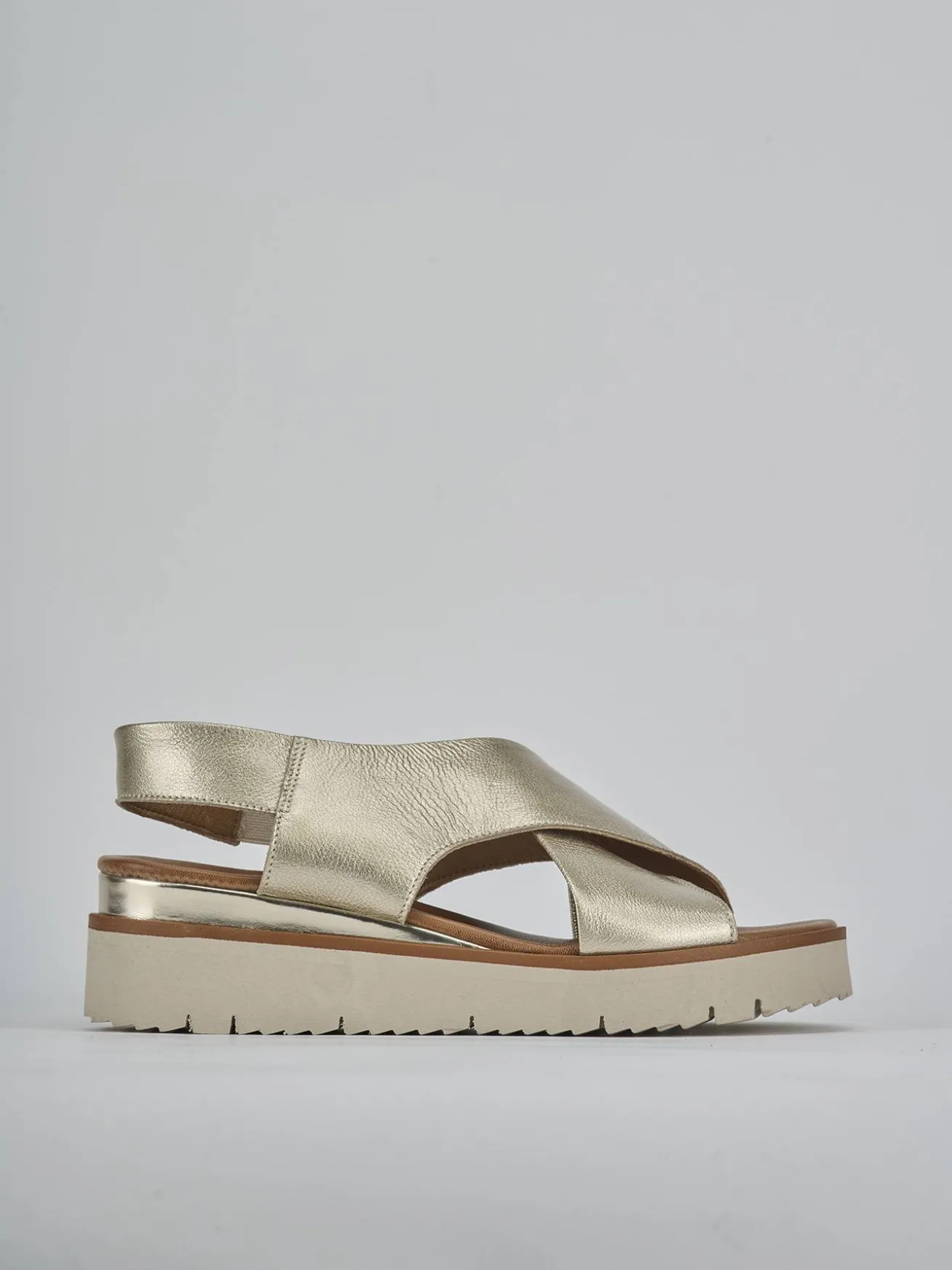 sandalo zeppa 3 cm platino