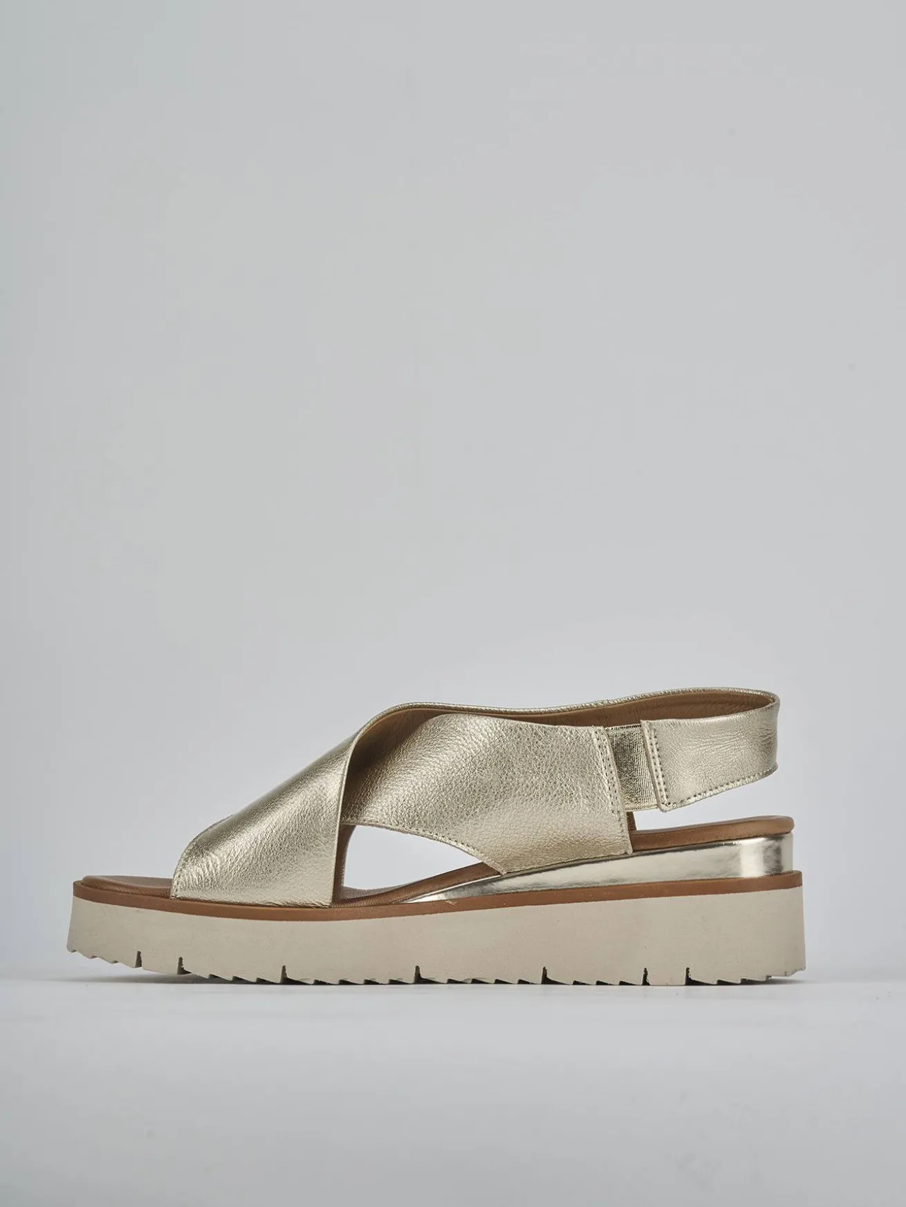 sandalo zeppa 3 cm platino