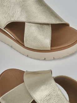 sandalo zeppa 3 cm platino