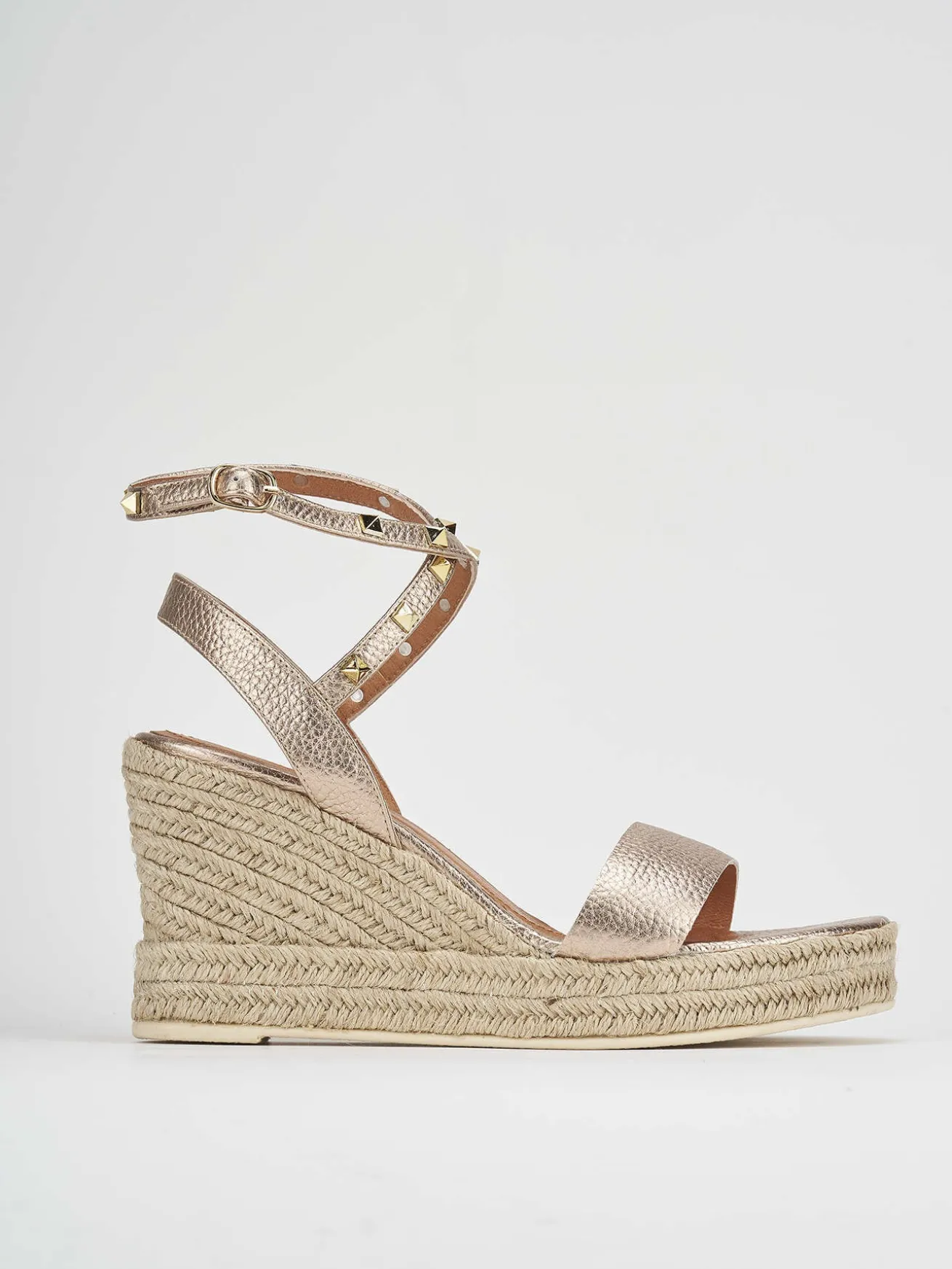 Sandalo zeppa 9 cm rosa pelle