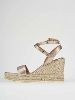 Sandalo zeppa 9 cm rosa pelle