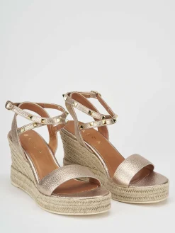 Sandalo zeppa 9 cm rosa pelle