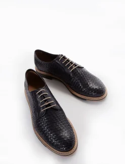 scarpa lacci tacco 2 cm blu