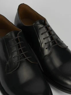 Scarpa lacci tacco 2 cm nero pelle