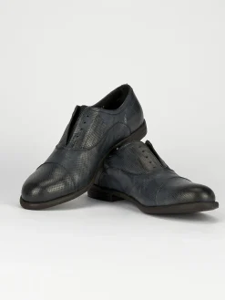 Scarpa no lace tacco 2 cm blu pelle