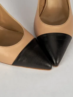 Slingback decoltè tacco 7 cm nero pelle