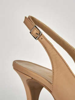 Slingback decoltè tacco 7 cm nero pelle