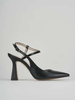 Slingback decolte' tacco 9 cm nero pelle