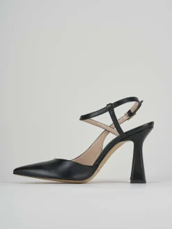 Slingback decolte' tacco 9 cm nero pelle