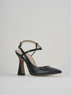 Slingback decolte' tacco 9 cm nero pelle