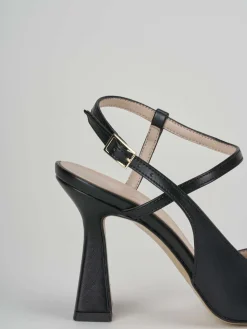 Slingback decolte' tacco 9 cm nero pelle