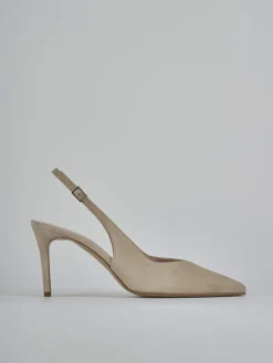 Slingback decolte tacco 7 cm beige camoscio