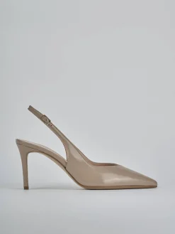 Slingback decolte tacco 7 cm beige vernice