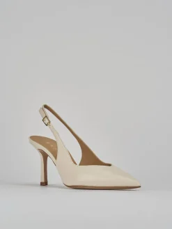 Slingback decolte tacco 7 cm bianco pelle