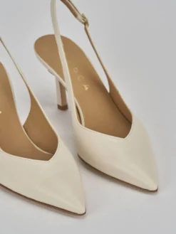 Slingback decolte tacco 7 cm bianco pelle