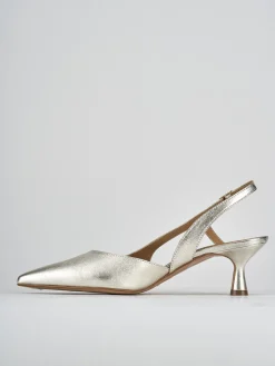 Slingback decolte tacco 5 cm oro laminato