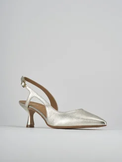 Slingback decolte tacco 5 cm oro laminato
