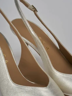 Slingback decolte tacco 7 cm oro laminato