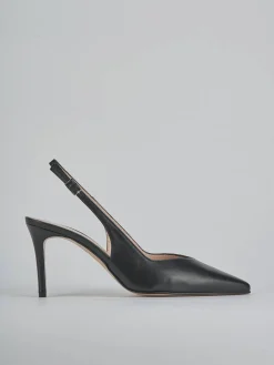 Slingback decolte tacco 7 cm nero pelle