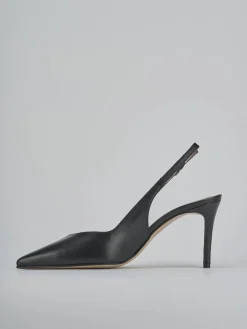 Slingback decolte tacco 7 cm nero pelle