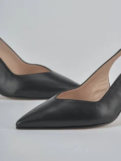 Slingback decolte tacco 7 cm nero pelle