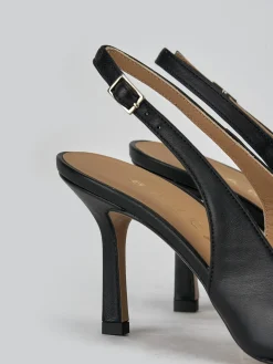 Slingback decolte tacco 7 cm nero pelle