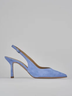 Slingback decolte tacco 7 cm jeans camoscio