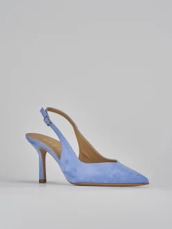 Slingback decolte tacco 7 cm jeans camoscio