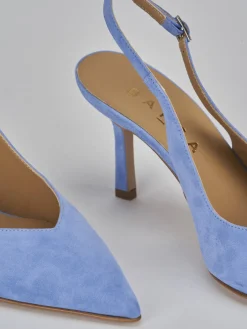 Slingback decolte tacco 7 cm jeans camoscio