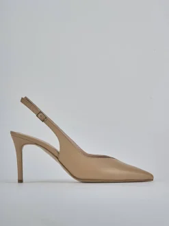 Slingback decolte tacco 7 cm marrone pelle