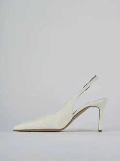 Slingback decolte tacco 7 cm bianco pelle