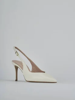 Slingback decolte tacco 7 cm bianco pelle