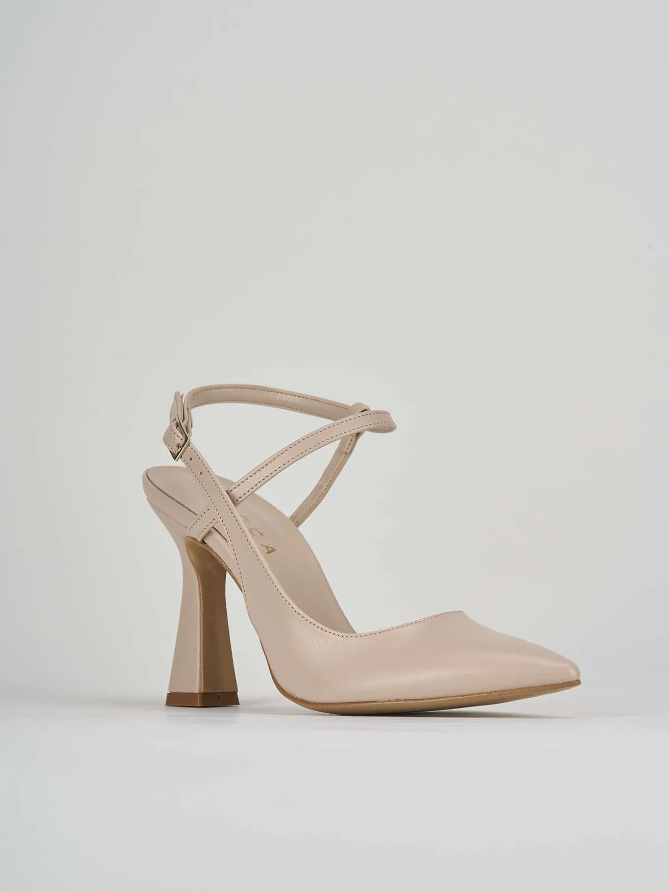 Slingback decolte' tacco 9 cm beige pelle