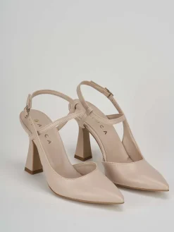 Slingback decolte' tacco 9 cm beige pelle